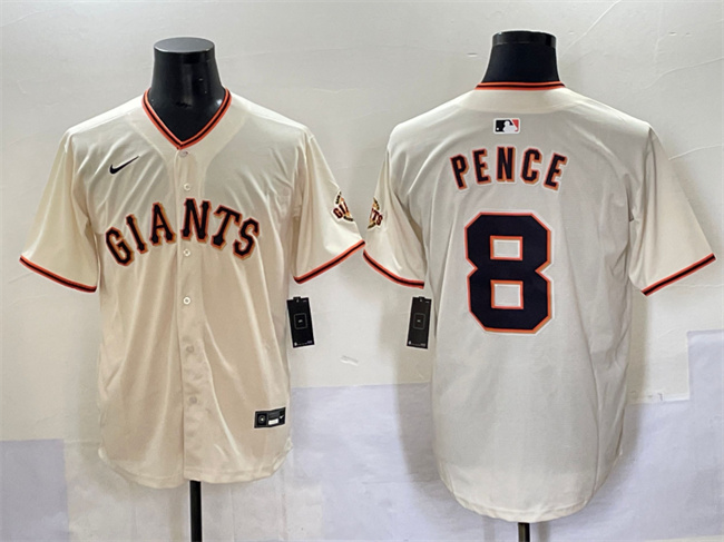 Men's San Francisco Giants #8 Hunter Pence Cream Home Limited Stitched Baseball Jersey